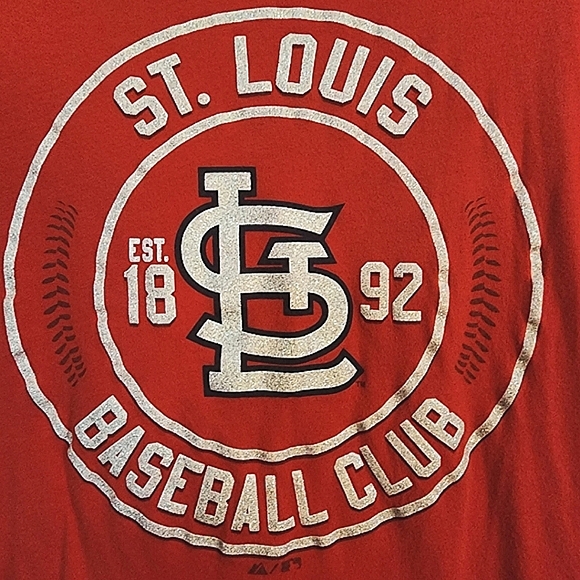 Womens Cotton Majestic St Louis Baseball Club Red Short Sleeve Athleisure Top - Picture 3 of 4